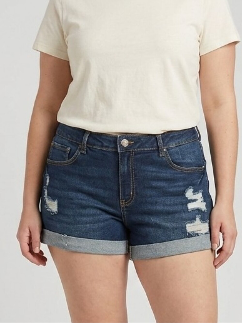 Kohl's SO Goods For Life Denim Shorts Juniors Cuffed Hem Distressed Size 17